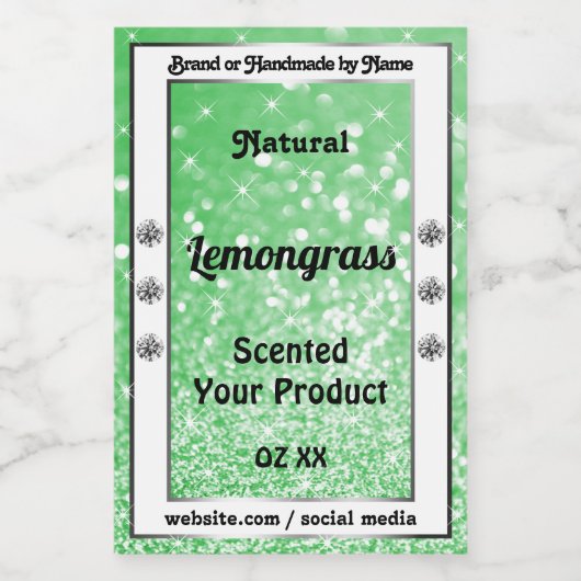 Emerald Green Glitzer mit Diamonds Product Labels Lebensmitteletikett (Einzelnes Label)