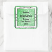 Emerald Green Glitzer mit Diamonds Product Labels Quadratischer Aufkleber (Tasche)