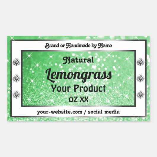 Emerald Green Glitzer mit Diamonds Product Labels Rechteckiger Aufkleber (Vorderseite)