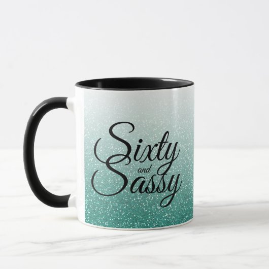 Emerald Green Glitzer Ombre 60 Sassy 60. Geburtsta Tasse (Links)