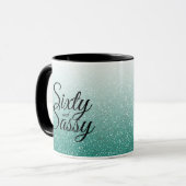 Emerald Green Glitzer Ombre 60 Sassy 60. Geburtsta Tasse (Vorderseite Links)