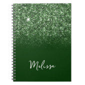 Emerald Green Glitzer Ombre Script Name Notizblock (Vorderseite)