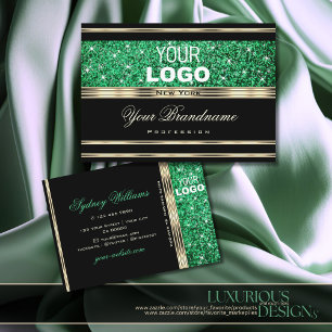 Emerald Green Glitzer Sparkle Logo Gold und Black Visitenkarte