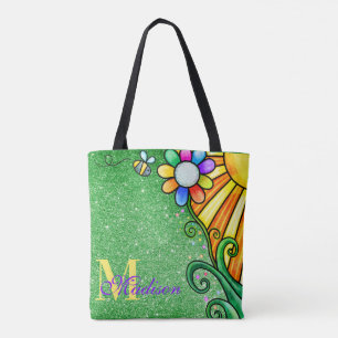 Emerald Green Glitzer Whimsy Blume Sunshine Bee Tasche