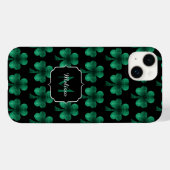 Emerald Green Glitzern Kleeblatt Black Monogram Case-Mate iPhone Hülle (Rückseite (Horizontal))