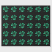 Emerald Green Glitzern Kleeblatt Closed Black Geschenkpapier (Flach)