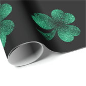 Emerald Green Glitzern Kleeblatt Closed Black Geschenkpapier (Rolleneckpunkt)