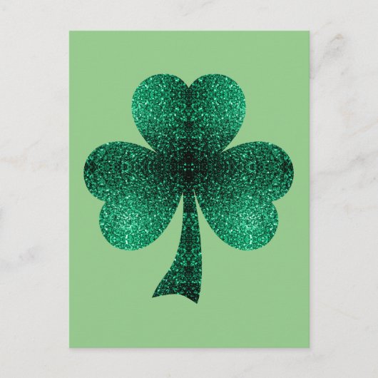 Emerald Green Glitzern Kleeblatt Clover Postkarte (Vorderseite)