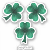 Emerald Green Glitzern Kleeblatt Clover St Pat Day Aufkleber (Vorderseite)