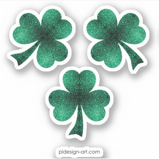 Emerald Green Glitzern Kleeblatt Clover St Pat Day Aufkleber (Vorderseite)