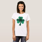 Emerald Green Glitzern Kleeblatt Clover St Pat Day T-Shirt (Vorne ganz)