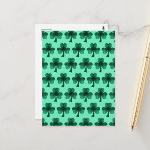 Emerald Green Glitzern Kleeblatt-Muster türkis Postkarte