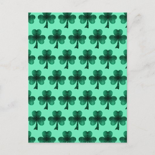 Emerald Green Glitzern Kleeblatt-Muster türkis Postkarte (Vorderseite)