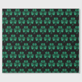 Emerald Green Glitzern Kleeblatt schwarz Geschenkpapier (Flach)