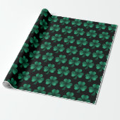 Emerald Green Glitzern Kleeblatt schwarz Geschenkpapier (Ungerollt)
