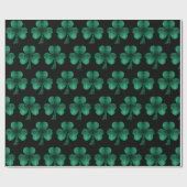 Emerald Green Glitzern Kleeblatt schwarz Geschenkpapier (Flach)