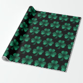Emerald Green Glitzern Kleeblatt schwarz Geschenkpapier (Ungerollt)