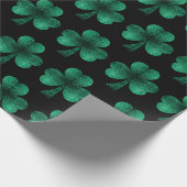Emerald Green Glitzern Kleeblatt schwarz Geschenkpapier (Ecke)