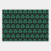 Emerald Green Glitzern Kleeblatt schwarz Geschenkpapier Set (Vorderseite)