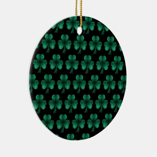 Emerald Green Glitzern Kleeblatt schwarz Keramik Ornament (Rechts)