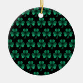 Emerald Green Glitzern Kleeblatt schwarz Keramik Ornament (Vorne)