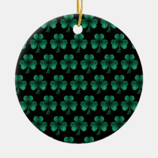Emerald Green Glitzern Kleeblatt schwarz Keramik Ornament (Vorne)