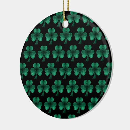 Emerald Green Glitzern Kleeblatt schwarz Keramik Ornament (Links)
