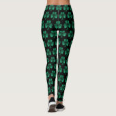 Emerald Green Glitzern Kleeblatt schwarz Leggings (Rückseite)