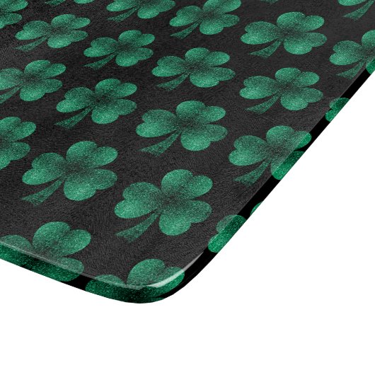 Emerald Green Glitzern Kleeblatt schwarz Schneidebrett (Ecke)