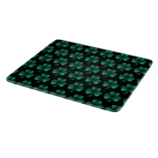Emerald Green Glitzern Kleeblatt schwarz Schneidebrett (Ecke)