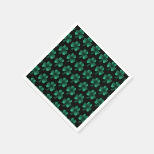 Emerald Green Glitzern Kleeblatt schwarz Serviette (Ecke)