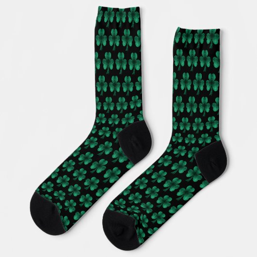 Emerald Green Glitzern Kleeblatt schwarz Socken (Linkes Detail)