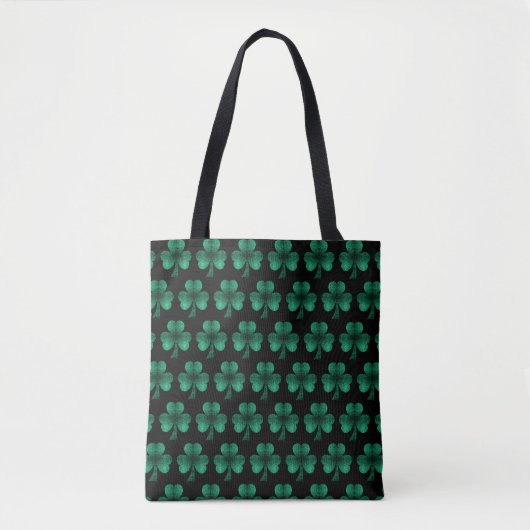 Emerald Green Glitzern Kleeblatt schwarz Tasche (Vorderseite)