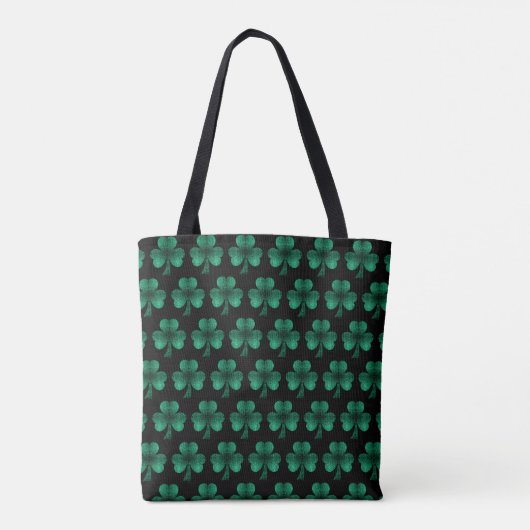 Emerald Green Glitzern Kleeblatt schwarz Tasche (Rückseite)