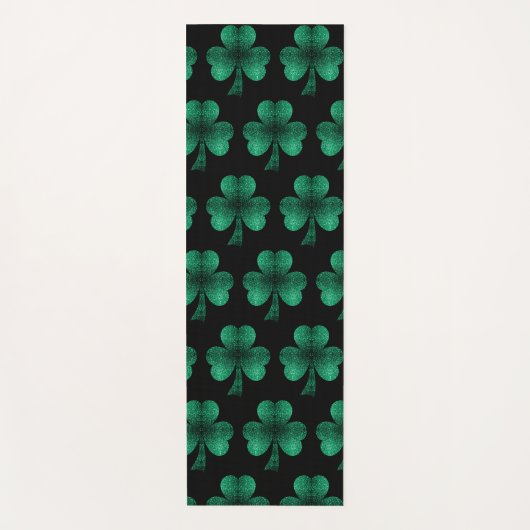 Emerald Green Glitzern Kleeblatt schwarz Yogamatte (Vorderseite)
