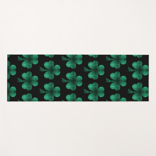 Emerald Green Glitzern Kleeblatt schwarz Yogamatte (Vorderseite (Horizontal))