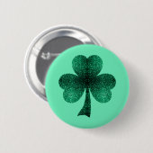 Emerald Green Glitzern Kleeblatt Türkis Button (Vorne & Hinten)