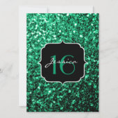 Emerald Green Glitzern Sweet 16 Einladung (Vorderseite)
