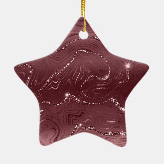 Emerald Green Glitzy Marble Keramik Ornament (Hinten)