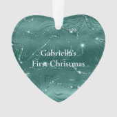 Emerald Green Glitzy Marble Personalisierte Weihna Ornament (Vorderseite)