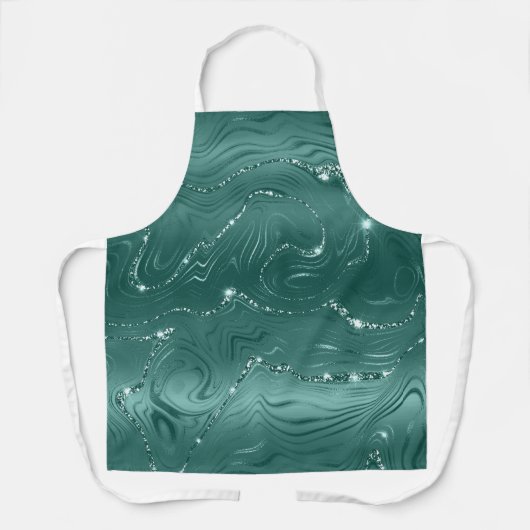 Emerald Green Glitzy Marble Schürze (Vorderseite)