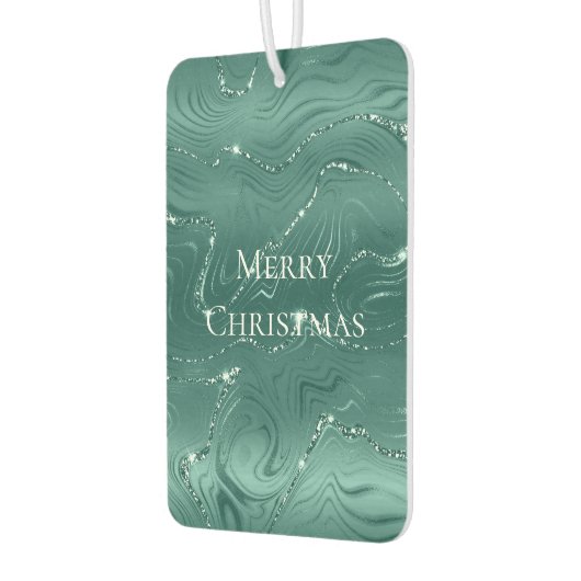 Emerald Green Glitzy Marble Weihnachten Autolufterfrischer (Links)