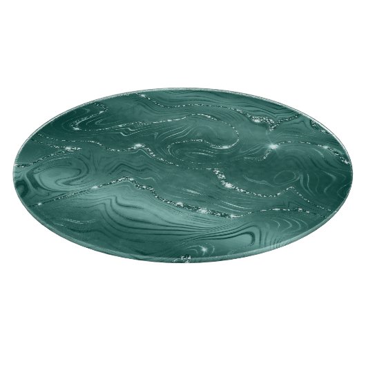 Emerald Green Glitzy Marble Weihnachten Schneidebrett (Ecke)