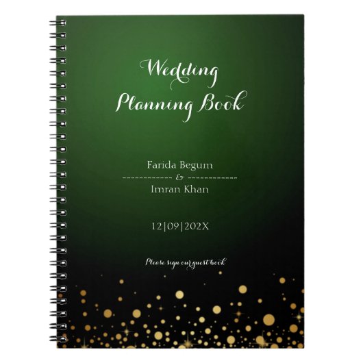 Emerald Green Glitzy Wedding Planning Book Notizblock (Vorderseite)