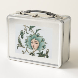 Emerald Green Gol Banoo – Persischer Kunst-Reisean Metall Brotdose