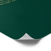 Emerald Green Gold 30 Table Wedding Seating Chart Poster (Ecke)