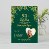 Emerald Green & Gold 50 & Fabulous Geburtstag Folieneinladung (Stehend vorne)