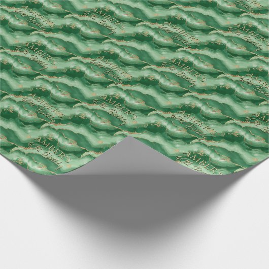 Emerald Green Gold Abstract Marble Design Geschenkpapier (Ecke)