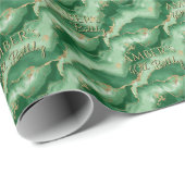 Emerald Green Gold Abstract Marble Design Geschenkpapier (Rolleneckpunkt)