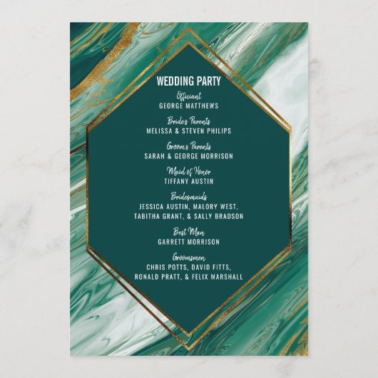 Emerald Green Gold Abstrakt Agate Marble Program Programm (Rückseite)